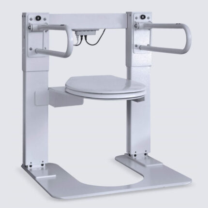 Liftolet kleiner model met standaard armsteunen en vloerplaat.