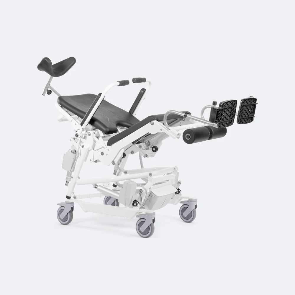 Change een douche-toiletstoel met een unieke zorgfunctie.