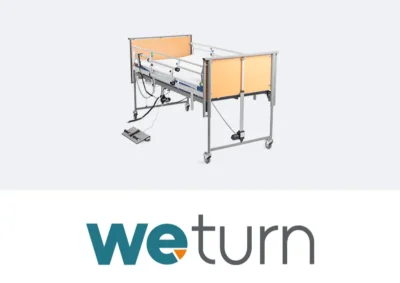 WeTurn family knop met afbeeldingen van een bed met TurnAid.
